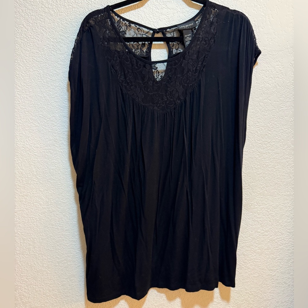 Lane Bryant Black Lace Detail Blouse